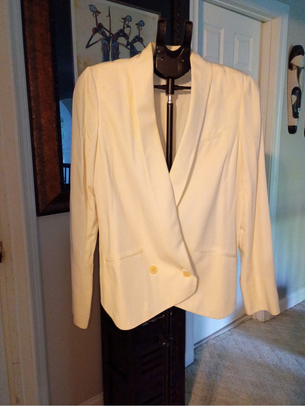 Nordstrom Cream Double-Breasted Shawl Collar Blazer